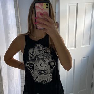 Patterned hamsa razor back tank